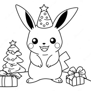 Pikachu Dekorerar En Julgran Malarbild 100142-38800
