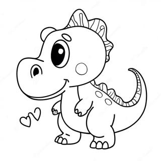 Sot Dinosaurie Med Hjarta Malarbild 100319-38931