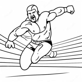 Fargglad Wwe Brottare Som Hoppar Pa Motstandare Malarbild 101059 39512