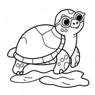 Tecknad Havsskoldpadda Med Solglasogon Malarbild 101295-39810