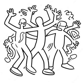 Keith Haring Dansande Figurer Malarbild 101549-40004