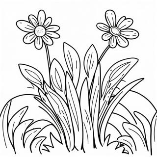 Farglaggningssida Med Livligt Gras Och Blommor 101989-40349