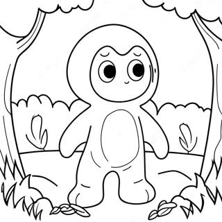 Oroande Huggy Wuggy I En Mork Skog Malarbild 102065-40405