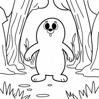 Oroande Huggy Wuggy I En Mork Skog Malarbild 102065-40407