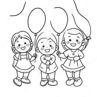 Glada Smabarn Med Ballonger Malarbild 102296-40582