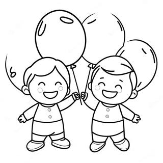 Glada Smabarn Med Ballonger Malarbild 102296-40584