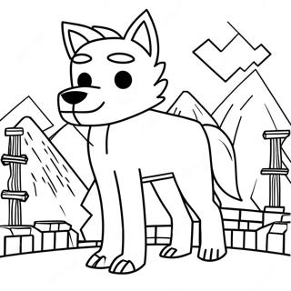 Aventyrlig Minecraft Varg Malarbild 103071-41181