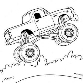 Fargglad Monstertruck Som Hoppar Over Bilar Malarbild 10319-2258