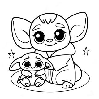 Aventyrlig Stitch Och Baby Yoda Malarbild 103789 41744