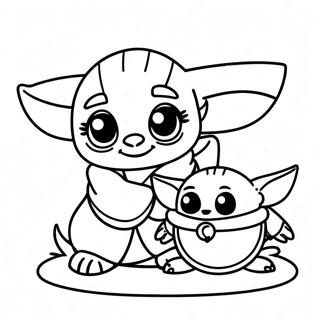 Glad Stitch Och Baby Yoda Malarbild Målarbilder