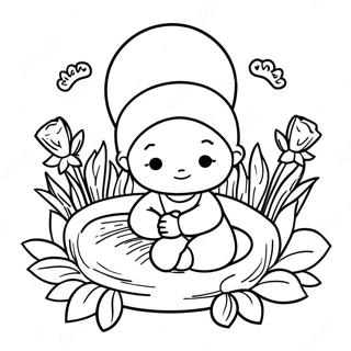 Moses Som Baby Omgiven Av Blommor Målarbild Målarbilder