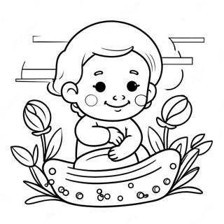 Moses Som Baby Omgiven Av Blommor Målarbild Målarbilder