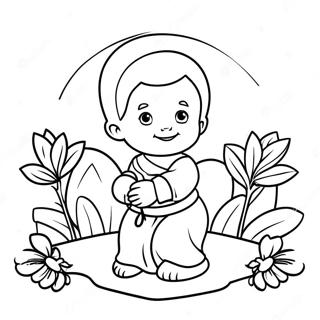 Moses Som Baby Omgiven Av Blommor Målarbild Målarbilder