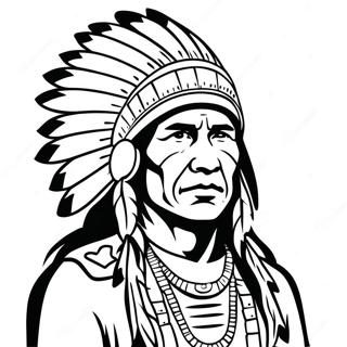 Majestatisk Inhemsk Amerikansk Hovding Malarbild 104690 42450