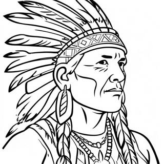 Majestatisk Inhemsk Amerikansk Hovding Malarbild 104690 42452