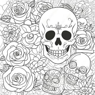 Invecklade Rosor Och Doskallar Malarbild 104791-42523