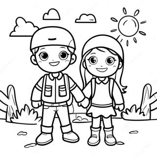 Aventyrlig Pojke Och Flicka Malarbild 105227-42871