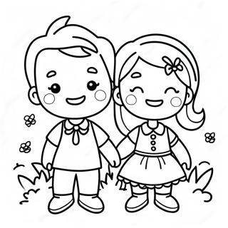 Glad Pojke Och Flicka Malarbild 105229 42878