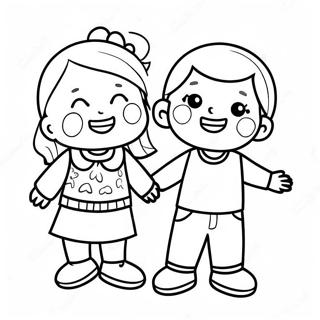 Glad Pojke Och Flicka Malarbild 105229 42879