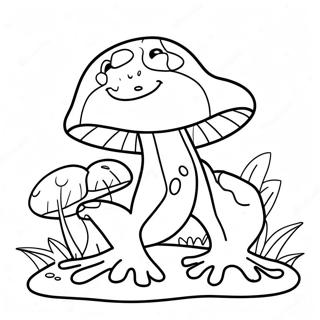 Farglaggningssida For Lekfull Groda Med Gigantisk Svamp 106004-43483