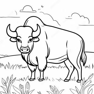 Majestatisk Buffalo I Ett Falt Malarbild 107640-44755