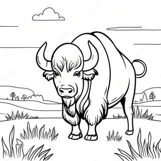 Majestatisk Buffalo I Ett Falt Malarbild 107640-44756