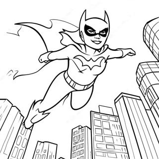 Batgirl Flyger Genom Staden Malarbild 107667-44778