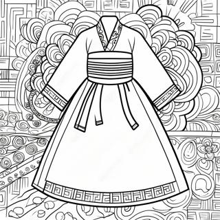 Traditionell Koreansk Hanbok Malarbild 107973-45014