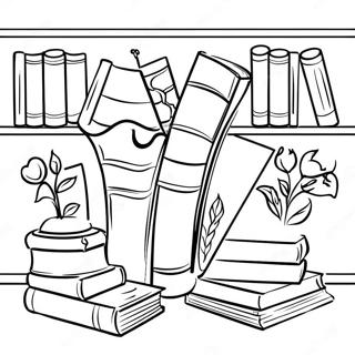 Fantasi Sidorhylla Med Bocker Malarbild 109162-46006