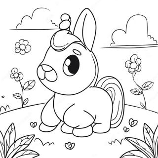 Lekfull Kaninflicka Unicorn I En Blomsterang Malarbild 109444 46225