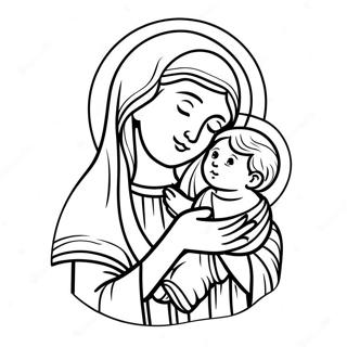 Vacker Jungfru Maria Med Baby Jesus Malarbild 110421-46977