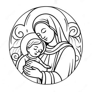 Vacker Jungfru Maria Med Baby Jesus Malarbild 110421-46978