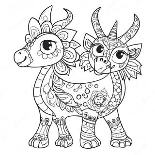 Fargglada Alebrijes Fantasivarelser Malarbild 111165-47583