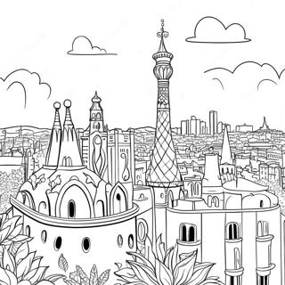 Fargglad Barcelona Skyline Malarbild 111782 48064