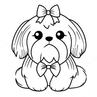 Fluffig Shih Tzu Med Rosett Farglaggningssida 112703-48789