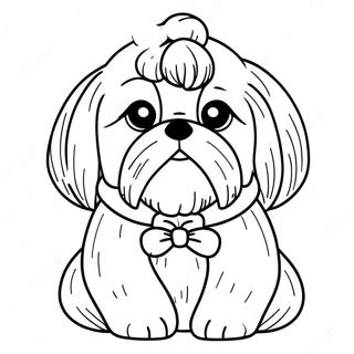 Fluffig Shih Tzu Med Rosett Farglaggningssida 112703-48791