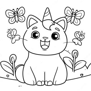 Lekfull Enhorningskatt Med Fjarilar Malarbild 11343 887