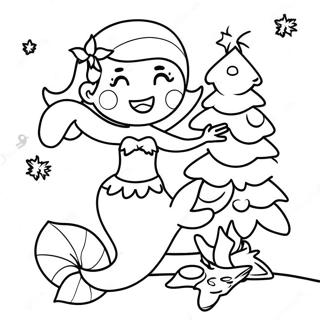 Gladjefylld Julsjojungfru Dekorerar Ett Trad Malarbild 113603-49605