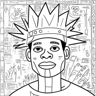 Basquiat Kronad Figur Malarbild 113681 49665