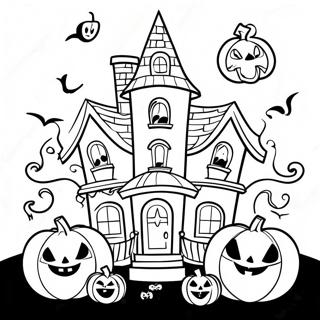 Spokhus Med Skrammande Pumpor Malarbild 114044-49953