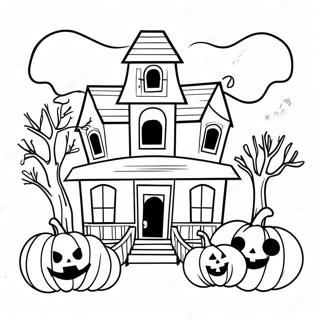 Spokhus Med Skrammande Pumpor Malarbild 114044-49955