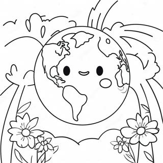 Leende Jord Med Blommor Malarbild 115436 51033