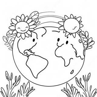 Leende Jord Med Blommor Malarbild 115436 51036