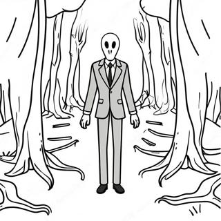 Malarbild Av Laskig Slenderman I Skogen 115767-51281