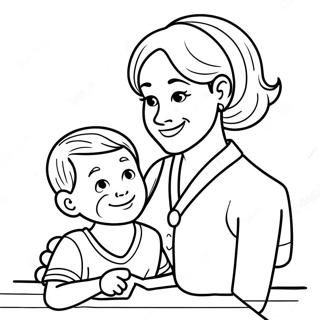 Omtanksam Mamma Hjalper Barn Malarbild 116517 52031