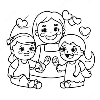 Glad Mamma Och Barn Malarbild 116518-52034