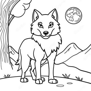 Vild Varg Som Stirrar Pa Fullmanen Malarbild 116954-52369