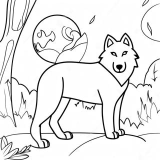 Vild Varg Som Stirrar Pa Fullmanen Malarbild 116954-52370