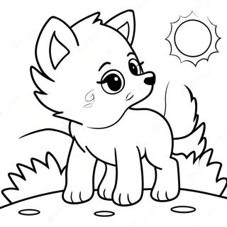 Lekfull Vargvalp Under Mansken Malarbild 116955-52376