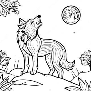 Realistisk Varg I Månsken Målarbilder
